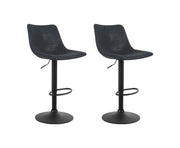 Bayside PU Leather Gas-Lift Swivel Bar Stool Set of 2 – Black