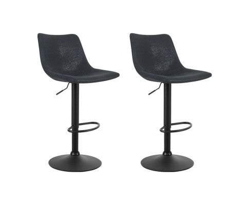 Bayside PU Leather Gas-Lift Swivel Bar Stool Set of 2 – Black
