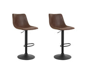 Bayside PU Leather Gas-Lift Swivel Bar Stool Set of 2 – Brown