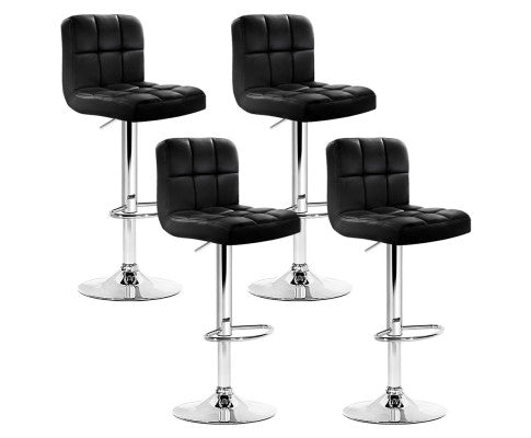 set of 4 Leather Bar Stools NOEL Kitchen Chairs Swivel Bar Stool Gas Lift Black
