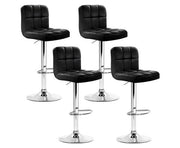 Noel PU Leather Gas-Lift Swivel Kitchen Bar Stool Set of 4 – Black