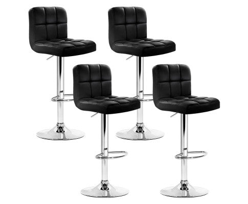 Noel PU Leather Gas-Lift Swivel Kitchen Bar Stool Set of 4 – Black