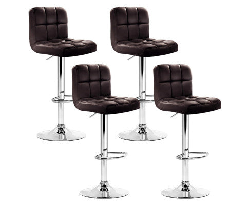 Noel PU Leather Gas-Lift Swivel Kitchen Bar Stool Set of 4 – Chocolate