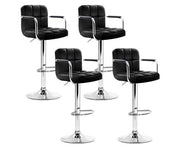 Noa PU Leather Gas-Lift Swivel Kitchen Bar Stool Set of 4 – Black
