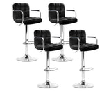 Set of 4 Bar Stools Kitchen Swivel Bar Stool PU Leather Gas Lift Chairs Black