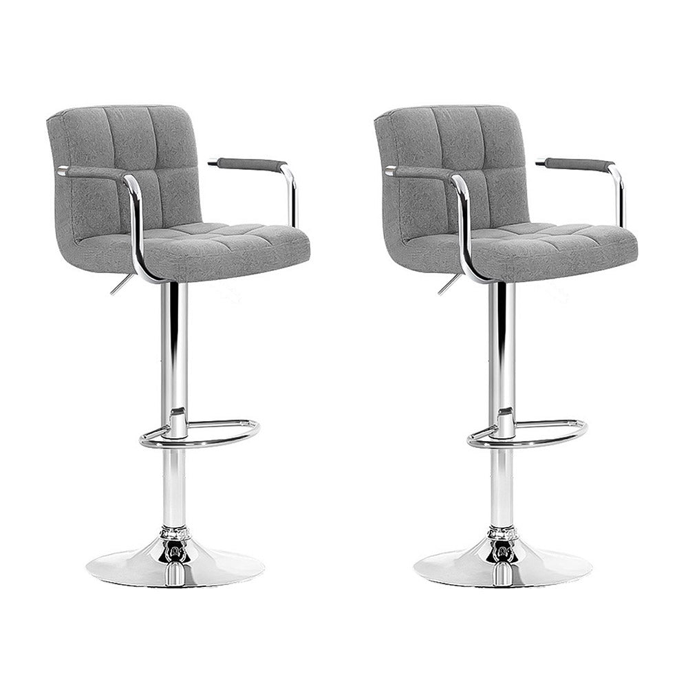Noa Fabric Gas-Lift Swivel Kitchen Bar Stool Set of 2 – Grey