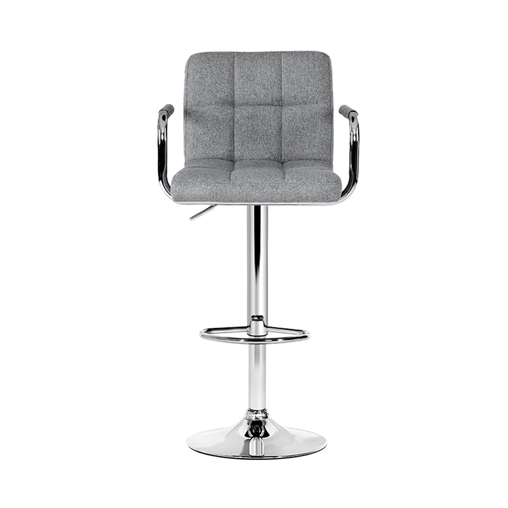 Noa Fabric Gas-Lift Swivel Kitchen Bar Stool Set of 2 – Grey