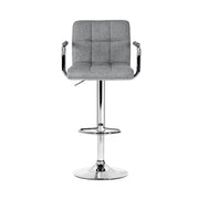 Noa Fabric Gas-Lift Swivel Kitchen Bar Stool Set of 2 – Grey