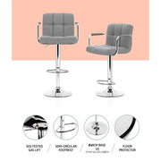 Noa Fabric Gas-Lift Swivel Kitchen Bar Stool Set of 2 – Grey