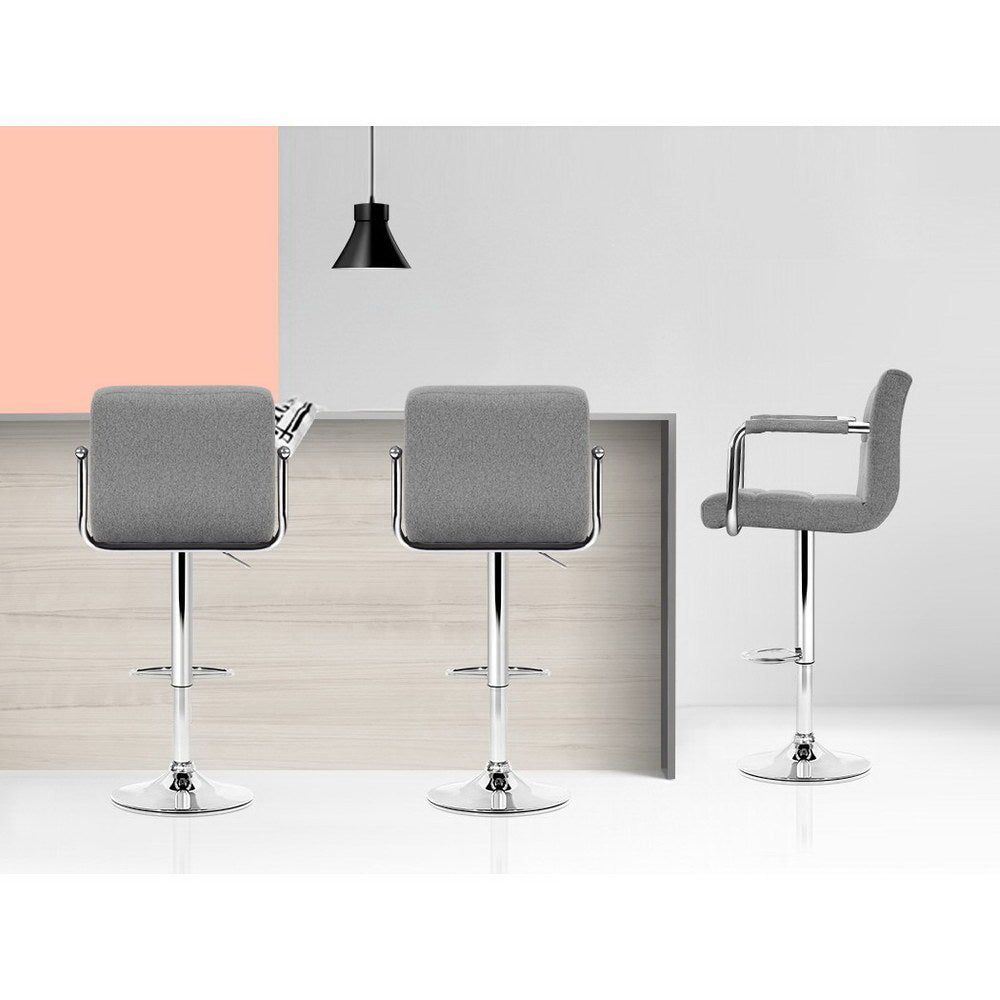 Noa Fabric Gas-Lift Swivel Kitchen Bar Stool Set of 2 – Grey
