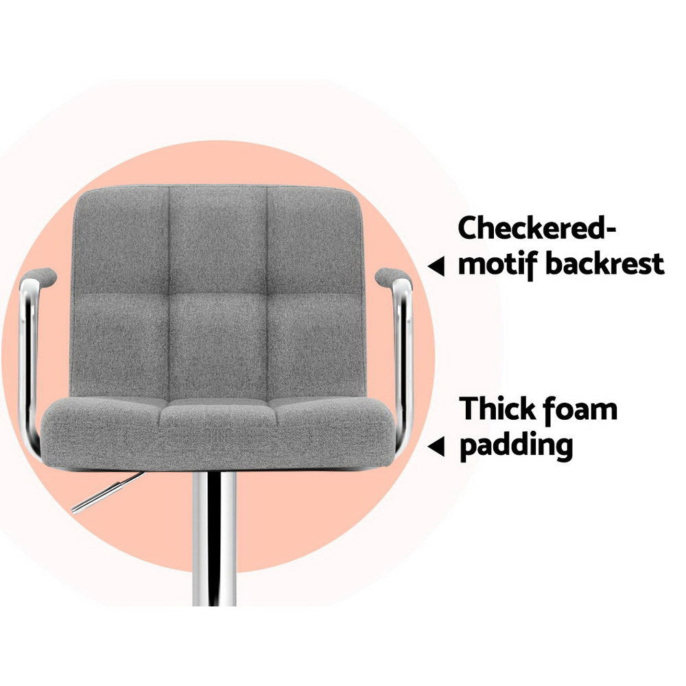 Noa Fabric Gas-Lift Swivel Kitchen Bar Stool Set of 2 – Grey