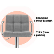 Noa Fabric Gas-Lift Swivel Kitchen Bar Stool Set of 2 – Grey