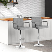 Noa Fabric Gas-Lift Swivel Kitchen Bar Stool Set of 2 – Grey