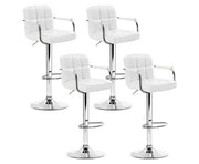 Noa PU Leather Gas-Lift Swivel Kitchen Bar Stool Set of 4 – White