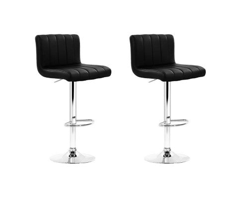 Como PU Leather Gas-Lift Swivel Kitchen Bar Stool Set of 2 – Black