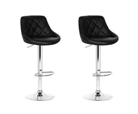 Elan PU Leather Gas-Lift Swivel Kitchen Bar Stool Set of 2 – Black
