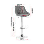 Elan PU Leather Gas-Lift Swivel Kitchen Bar Stool Set of 2 – Grey