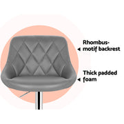 Elan PU Leather Gas-Lift Swivel Kitchen Bar Stool Set of 2 – Grey