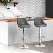 Elan PU Leather Gas-Lift Swivel Kitchen Bar Stool Set of 2 – Grey