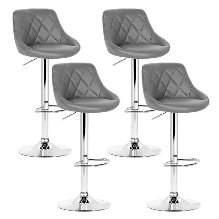 Elan PU Leather Gas-Lift Swivel Kitchen Bar Stool Set of 4 – Grey
