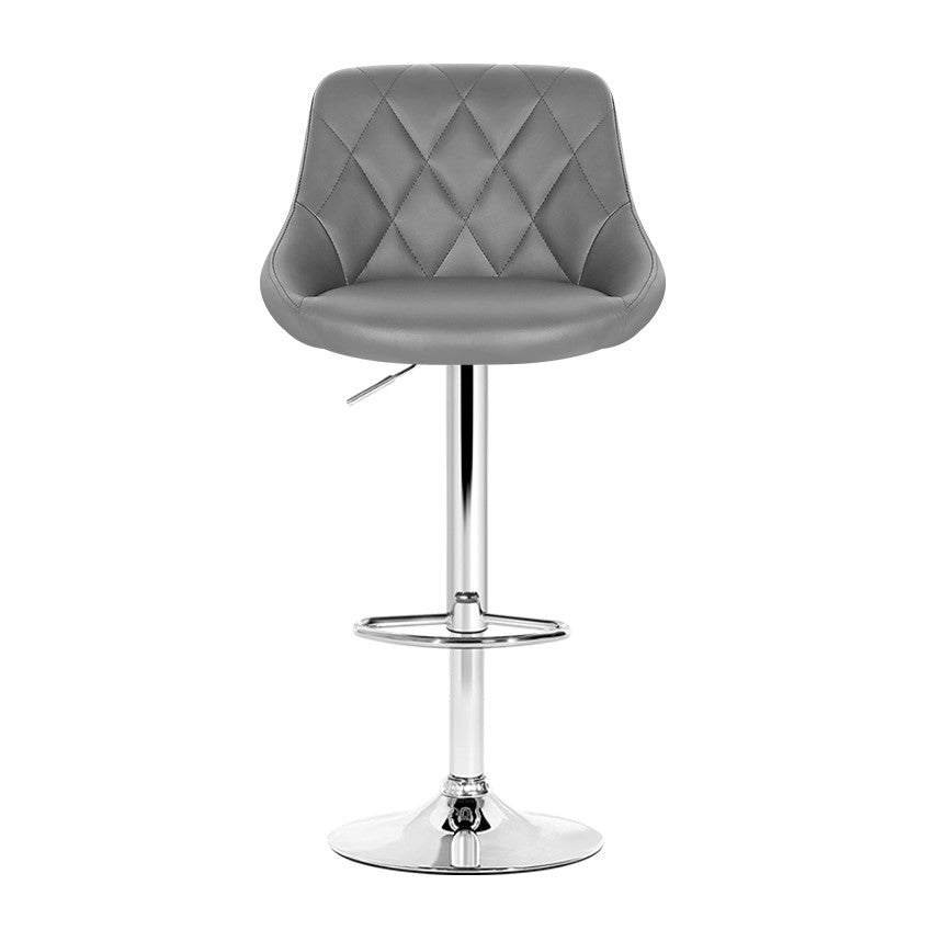 Elan PU Leather Gas-Lift Swivel Kitchen Bar Stool Set of 4 – Grey