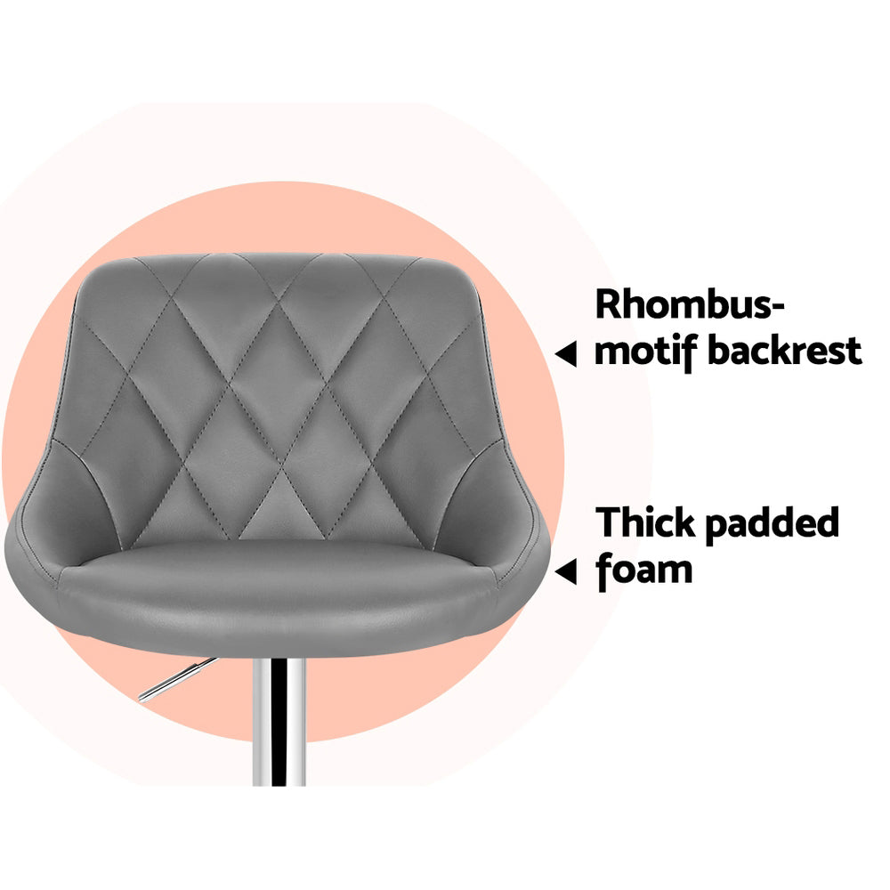 Elan PU Leather Gas-Lift Swivel Kitchen Bar Stool Set of 4 – Grey