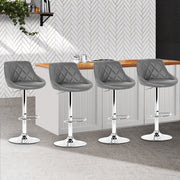 Elan PU Leather Gas-Lift Swivel Kitchen Bar Stool Set of 4 – Grey