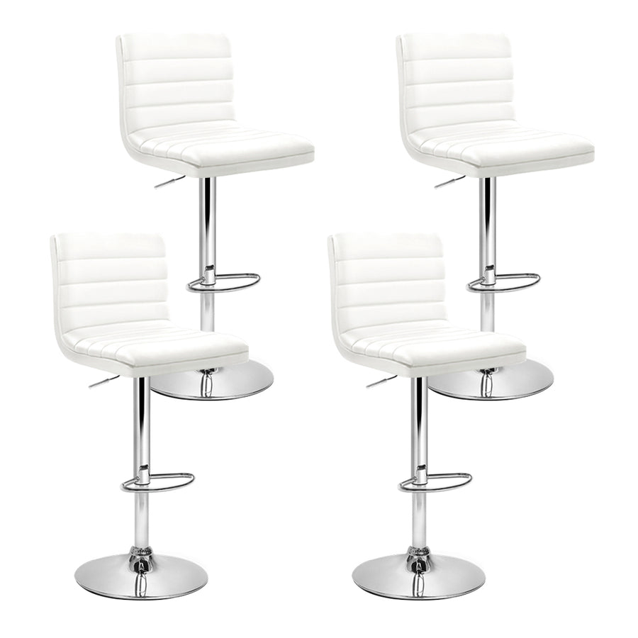 Arne PU Leather Gas-Lift Swivel Kitchen Bar Stool Set of 4 – White