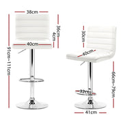 Arne PU Leather Gas-Lift Swivel Kitchen Bar Stool Set of 4 – White