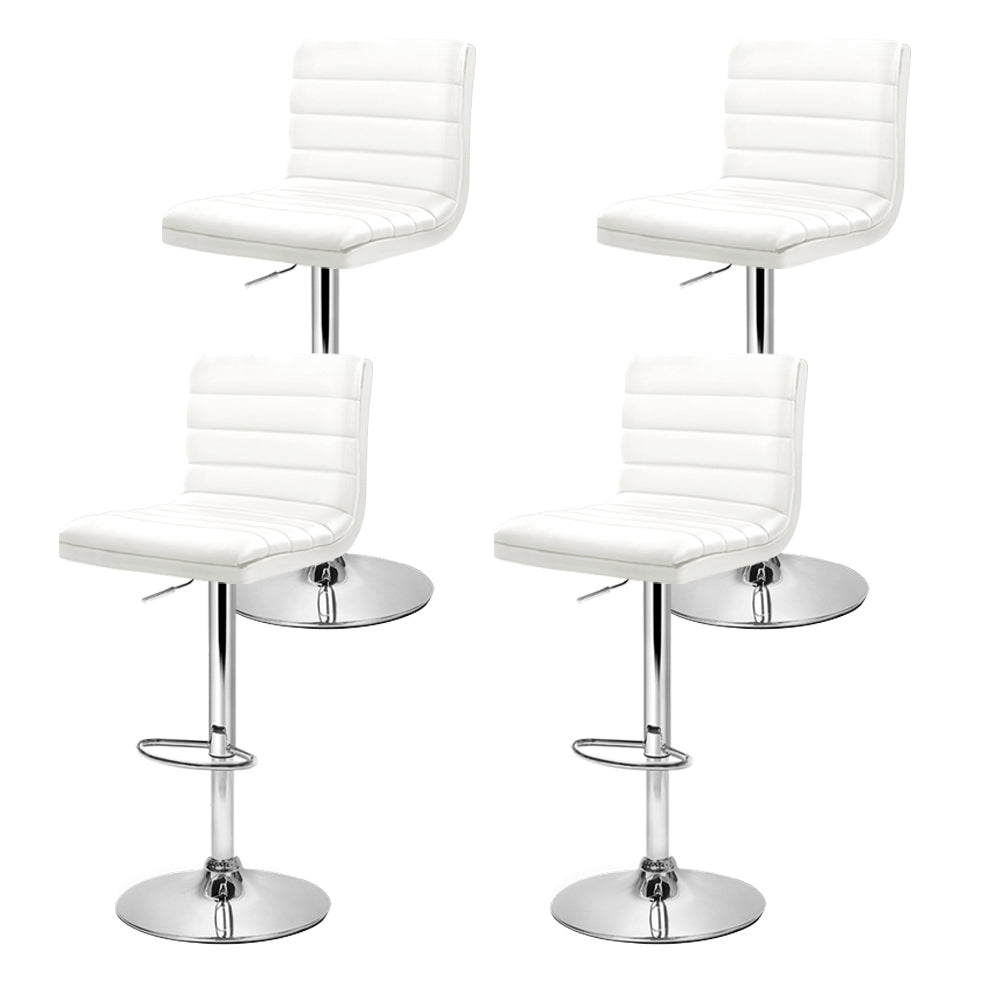 Arne PU Leather Gas-Lift Swivel Kitchen Bar Stool Set of 4 – White