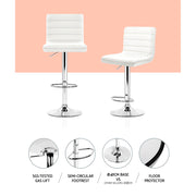 Arne PU Leather Gas-Lift Swivel Kitchen Bar Stool Set of 4 – White