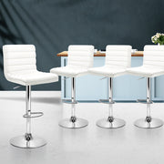 Arne PU Leather Gas-Lift Swivel Kitchen Bar Stool Set of 4 – White