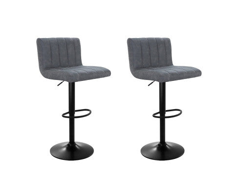 Como PU Leather Gas-Lift Swivel Kitchen Bar Stool Set of 2 – Grey