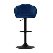 Nessa Velvet Gas-Lift Swivel Kitchen Bar Stool Set of 2 – Blue