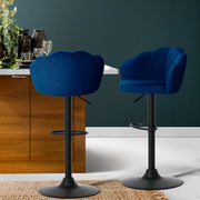 Nessa Velvet Gas-Lift Swivel Kitchen Bar Stool Set of 2 – Blue