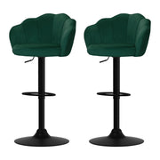 Nessa Velvet Gas-Lift Swivel Kitchen Bar Stool Set of 2 – Green
