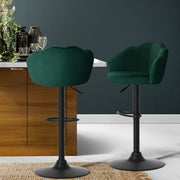 Nessa Velvet Gas-Lift Swivel Kitchen Bar Stool Set of 2 – Green