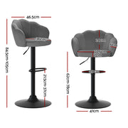 Nessa Velvet Gas-Lift Swivel Kitchen Bar Stool Set of 2 – Grey