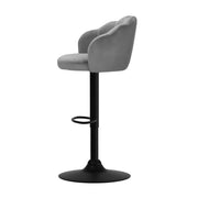 Nessa Velvet Gas-Lift Swivel Kitchen Bar Stool Set of 2 – Grey