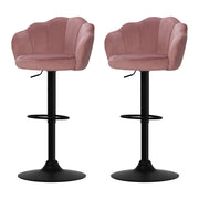 Nessa Velvet Gas-Lift Swivel Kitchen Bar Stool Set of 2 – Pink