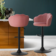 Nessa Velvet Gas-Lift Swivel Kitchen Bar Stool Set of 2 – Pink