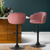 Artiss Set of 2 Bar Stools Kitchen Stool Swivel Chair Gas Lift Velvet Chairs Pink Nessah