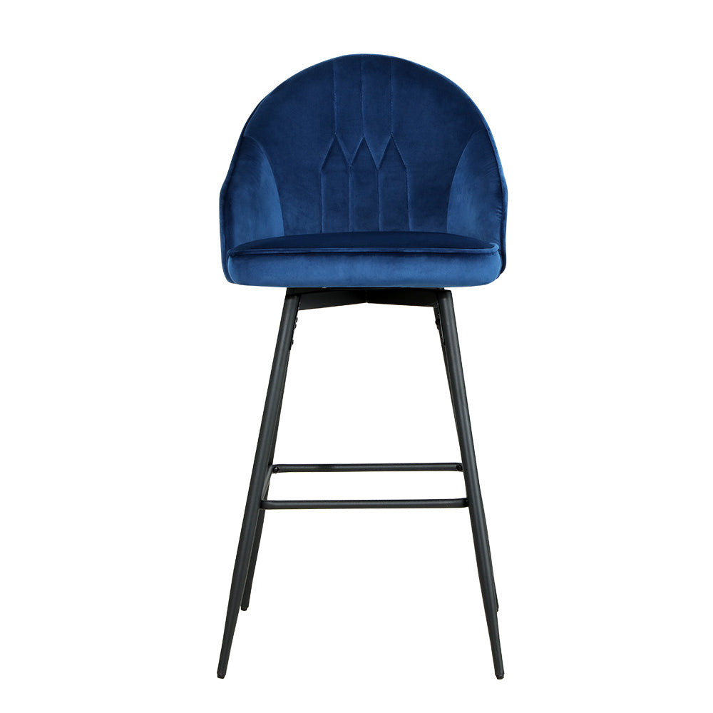 Mesha Velvet Swivel Kitchen Bar Stool Set of 2 – Blue
