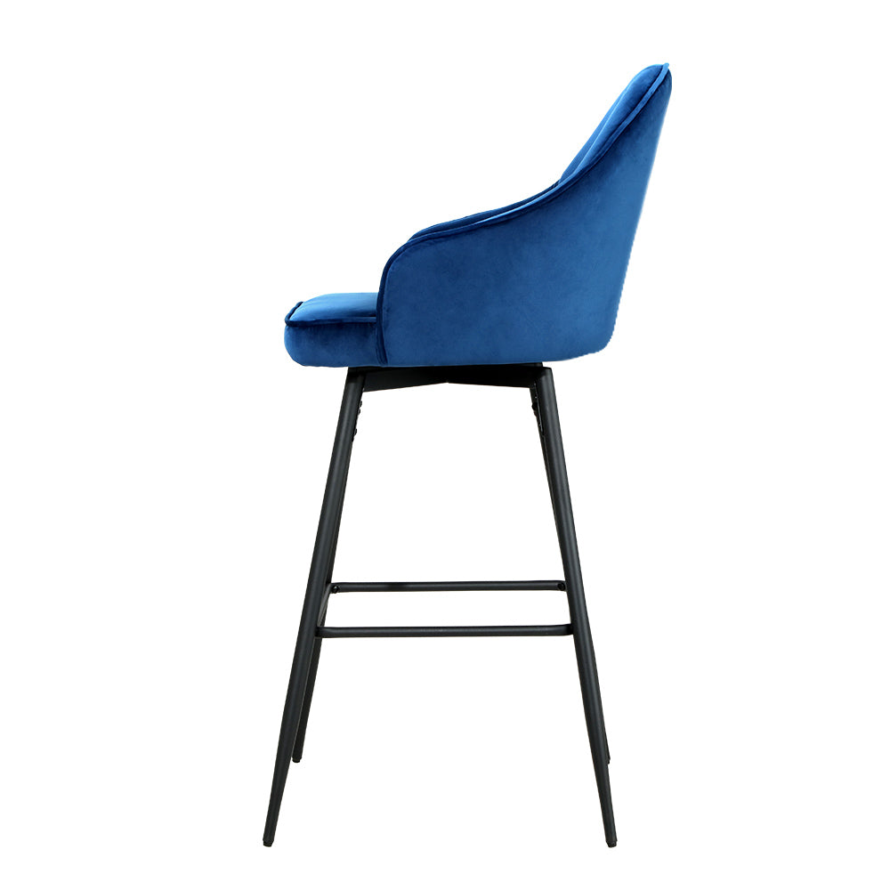 Mesha Velvet Swivel Kitchen Bar Stool Set of 2 – Blue