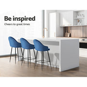 Mesha Velvet Swivel Kitchen Bar Stool Set of 2 – Blue