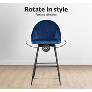 Mesha Velvet Swivel Kitchen Bar Stool Set of 2 – Blue