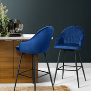 Mesha Velvet Swivel Kitchen Bar Stool Set of 2 – Blue