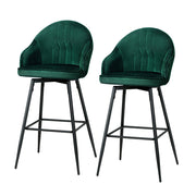 Mesha Velvet Swivel Kitchen Bar Stool Set of 2 – Green