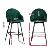 Mesha Velvet Swivel Kitchen Bar Stool Set of 2 – Green