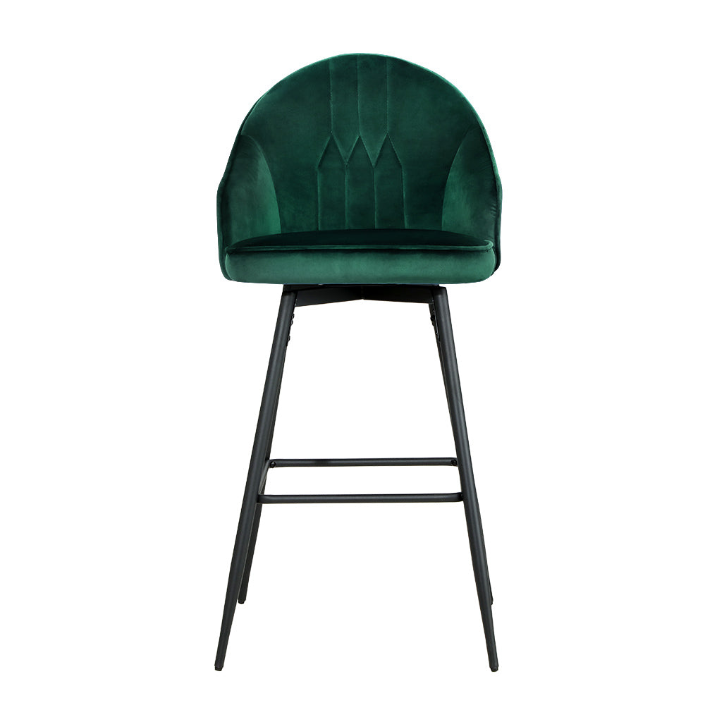 Mesha Velvet Swivel Kitchen Bar Stool Set of 2 – Green